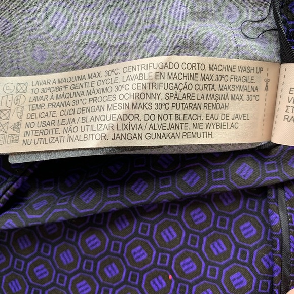 Massimo Dutti Purple Satin Trousers Geometric Pattern New Pants Size 6 - Picture 8 of 16